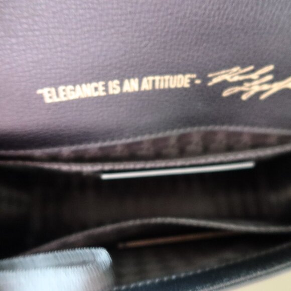 Karl Lagerfeld Paris Simone Small Leather Crossbody Black No Handle - Picture 9 of 12